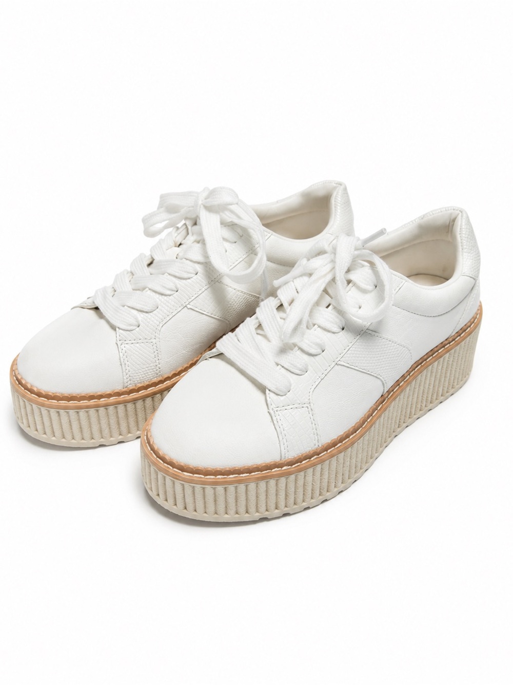 Dolce Vita Bubbles Platform Sneakers Womens 6.5 White Flatform Lace Up EUC